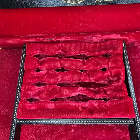 Vintage Shields Mens Leather Jewelry Box Black Watch Rings Cufflinks Velvet - Picture 9 of 10